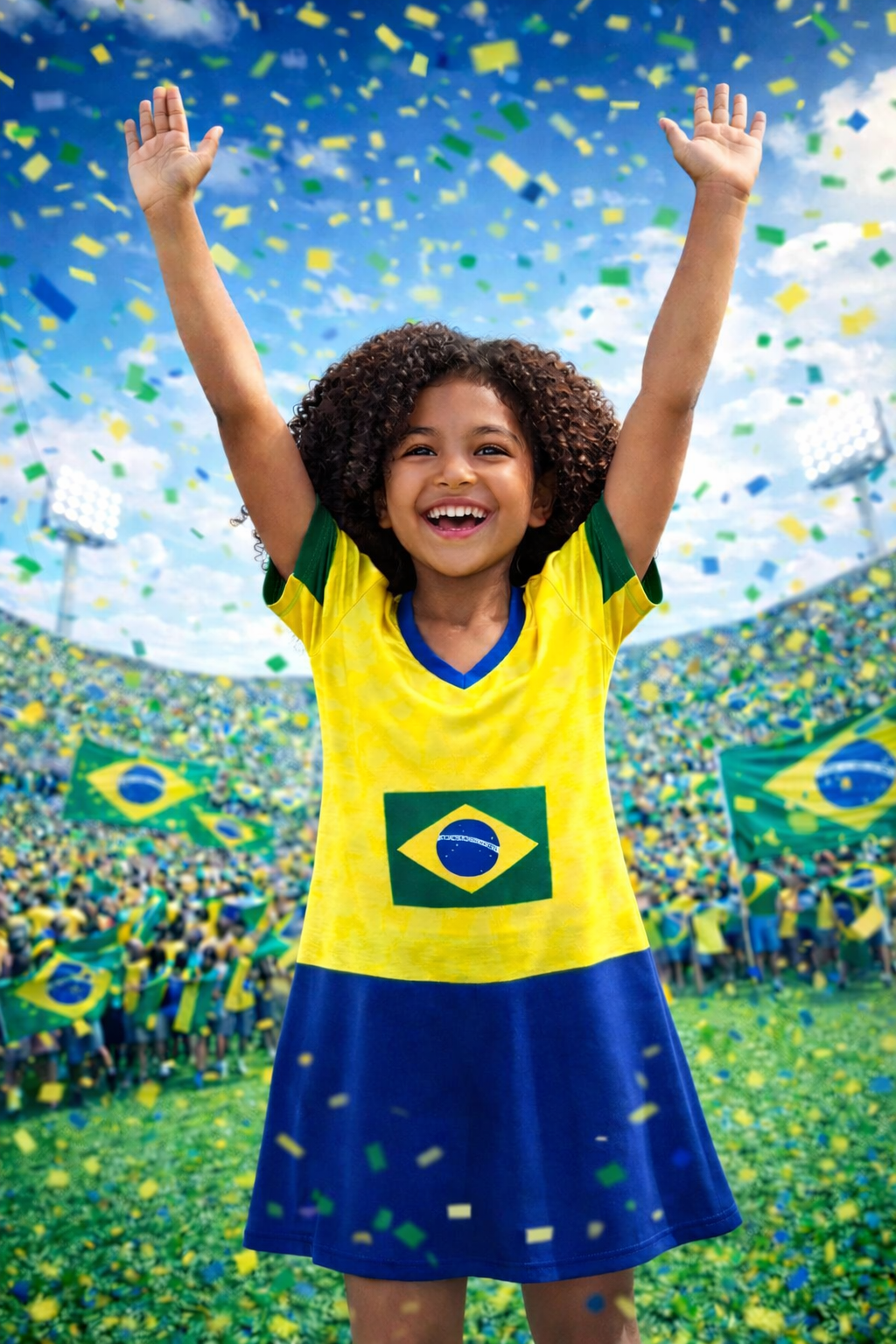 ⚽Vestido infantil Copa do Mundo Brasil feminino