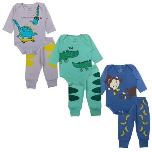 Kit 6 Peças Roupa De Bebe Conjunto Body Calça 100% Algodão